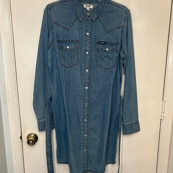 Wrangler Blue Long Sleeve Denim Dress - Picture 1 of 10